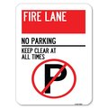 Signmission Fire Lane No Parking Keep Clear All Times Heavy-Gauge Aluminum Parking Sign, 18" x 24", A-1824-24004 A-1824-24004